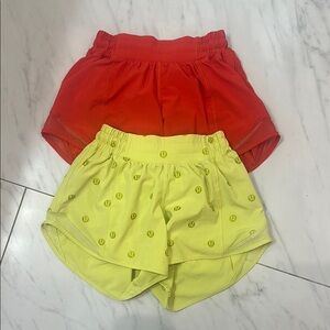 Lululemon Orange and Yellow Athletic Shorts